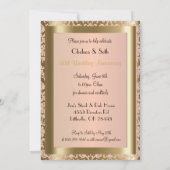 50周年記念 ゴールドとローズの結婚記念日 | DIY テキスト 招待状 (裏面)