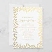 50周年記念 ゴールドアニバーサリー ホワイトゴールド フォイルの葉 招待状 (正面)