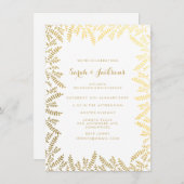 50周年記念 ゴールドアニバーサリー ホワイトゴールド フォイル リーフ 招待状 (正面/裏面)