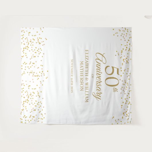 50周年記念 ゴールドウェディング フォトバックドロップ タペストリー (正面(横))