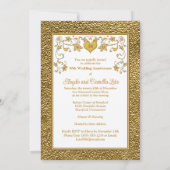 50周年記念 ゴールドハート招待状2 - 白 招待状 (裏面)