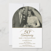 50周年記念 ゴールドハート ウェディング フォト アーチ 招待状 (正面)