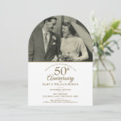 50周年記念 ゴールドハート ウェディング フォト アーチ 招待状 (スタンド正面)