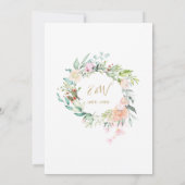 50周年記念 ゴールドハート フローラル モノグラム 招待状 (裏面)