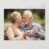 50周年記念 ゴールドハート Save the Date 2枚の写真 案内ポストカード (裏面)