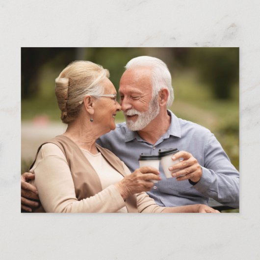 50周年記念 ゴールドハート Save the Date 2枚の写真 案内ポストカード (裏面)