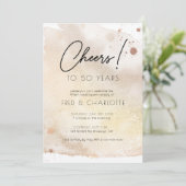 50周年記念 ゴールド ウォーターカラー パーティー 招待状 (スタンド正面)