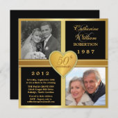 50周年記念 ハートスタイル フォト 招待状 (正面/裏面)