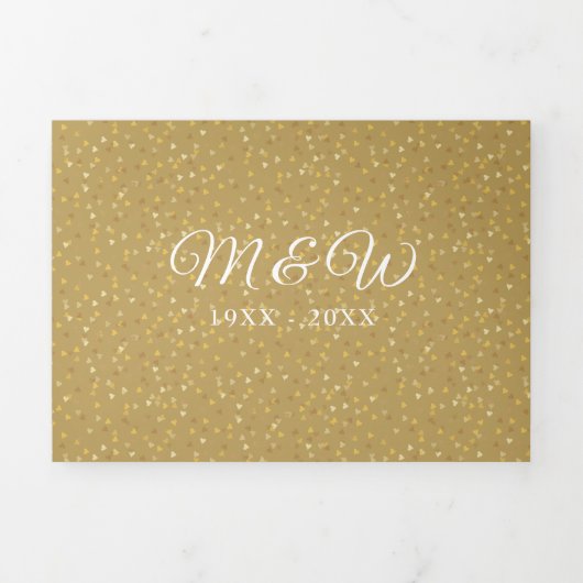 50周年記念 ハート コンフェッティ ウェディング フォト 三つ折り招待状 (カバー)