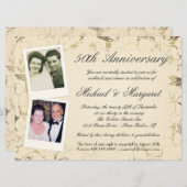 50周年記念 - フォト招待状 - 当時と現在 招待状 (正面/裏面)