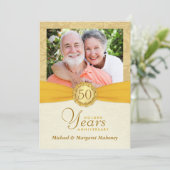 50周年記念 フォト 招待状 ヴィンテージ ダマスク (スタンド正面)