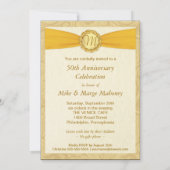 50周年記念 フォト 招待状 ヴィンテージ ダマスク (裏面)