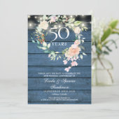 50周年記念 ブルーラスティック フローラル ストリング ライト セーブザデート (スタンド正面)