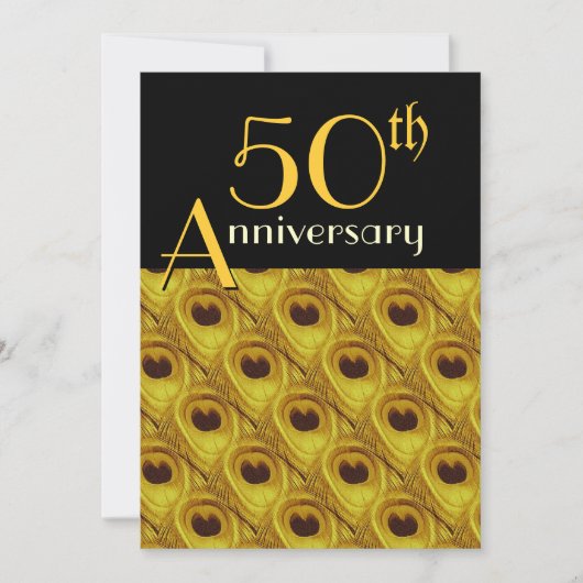 50周年記念 ペコピー 羽根 ゴールド 招待状 (正面)