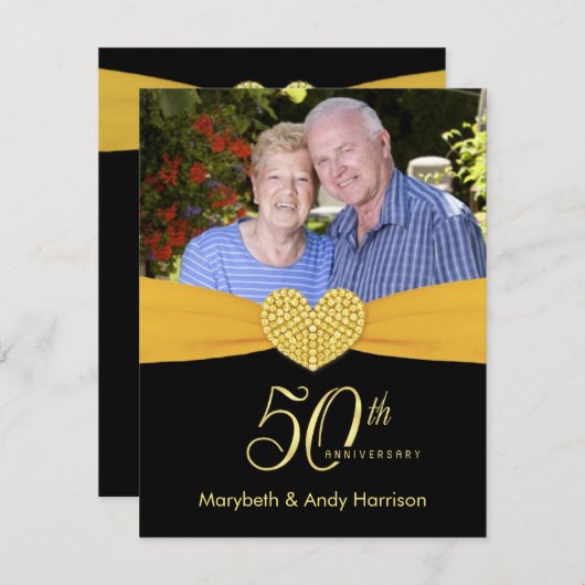 50周年記念 – ポケットフォトフェイク招待状 招待状 (正面/裏面)