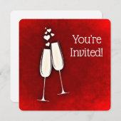 50周年記念 ワインレッド ハートの招待状 招待状 (正面/裏面)