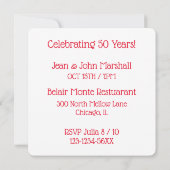 50周年記念 ワインレッド ハートの招待状 招待状 (裏面)