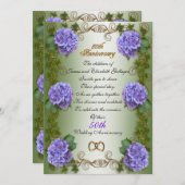「50周年記念」両親へ、ハイドランジアの花束 招待状 (正面/裏面)