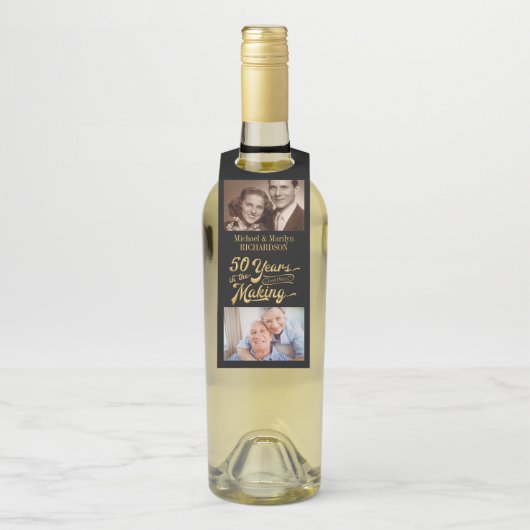 50周年記念・今の写真ブラック&金ゴールド ボトルネックタグ (ボトル)