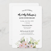 50周年記念 水彩 白いコリラリと白いバラ 招待状 (正面/裏面)