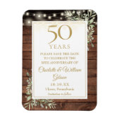 50周年記念　田舎風ウッド素材の結婚記念日カード マグネット (縦)