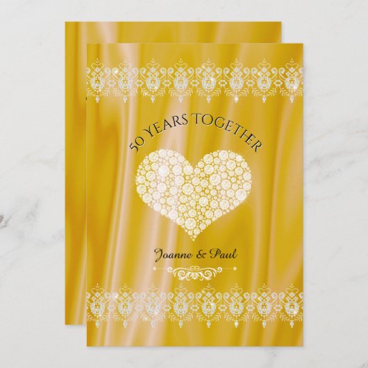 50周年記念 結婚式 ゴールド ダイヤモンド 招待状 (正面/裏面)