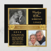 50周年記念 結婚式 ハート フォト 招待状 (正面/裏面)