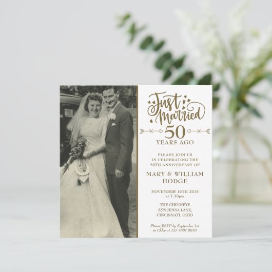 50周年記念 結婚式 フォト スクエア 招待状 (スタンド正面)