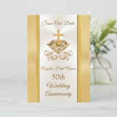 50周年記念 結婚式 開催予定日を知らせるカード 招待状 (スタンド正面)