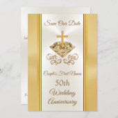 50周年記念 結婚式 開催予定日を知らせるカード 招待状 (正面/裏面)