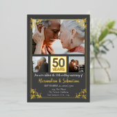 50周年記念 結婚記念日 フォトフレーム付き 箔招待状 (立ち正面)