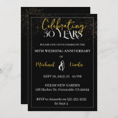 50周年記念 結婚 黒金 ゴールド 招待状 (正面/裏面)