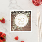 50周年記念 葉っぱのサビれた木のストリングライト スタンダードカクテルナプキン (インサイチュ)