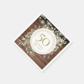 50周年記念 葉っぱのサビれた木のストリングライト スタンダードカクテルナプキン (角)