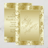 50周年記念 誕生日の偽のゴールドグリッターII 招待状 (正面/裏面)