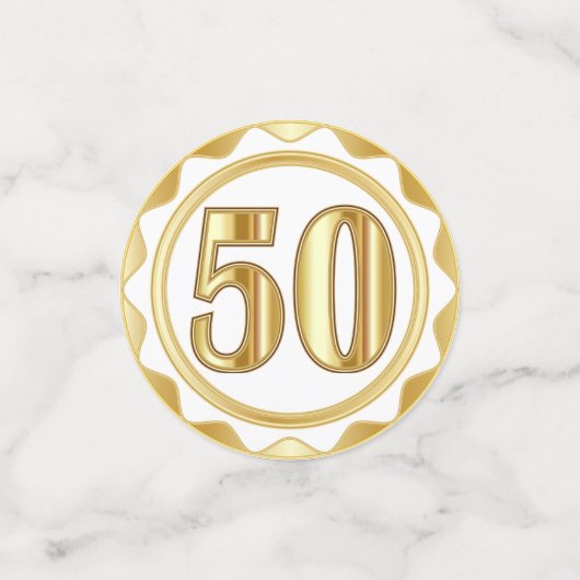 50周年記念 – 金ゴールドとホワイト コンフェッティ (スモール正面)