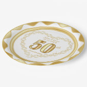 50周年記念 – 金ゴールドとホワイト ペーパープレート (アングル)