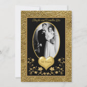 50周年記念,金ゴールドハート招待状 – ブラック 招待状 (正面)