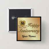 50周年記念 – 金ゴールド 缶バッジ (正面&裏面)
