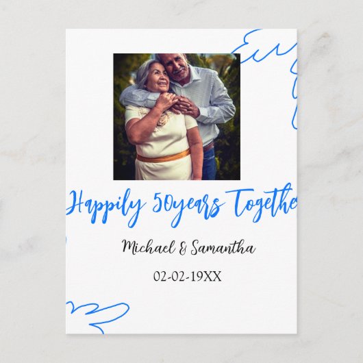 50周年記念 青い葉の写真にお名前を ポストカード (正面)