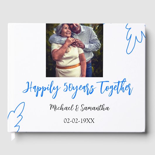 50周年記念 青い葉の写真 名前 ゲストブック (正面)