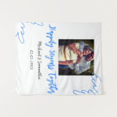 50周年記念 青い葉の写真 名前 タペストリー (正面(横))