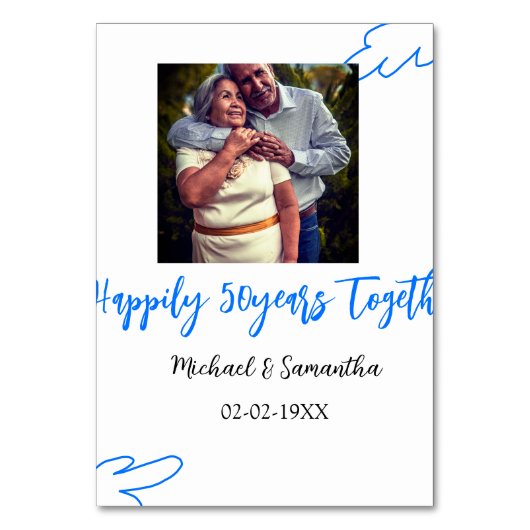 50周年記念 青い葉の写真 名前 テーブルナンバー (正面)