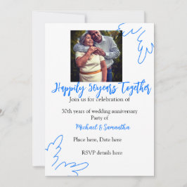 50周年記念 青い葉の写真 名前 招待状