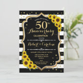 50周年記念 - 黒と白のストライプのひまわり 招待状 (スタンド正面)