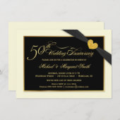 50周年記念 黒リボンの結婚式招待状 招待状 (正面/裏面)
