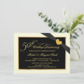 50周年記念 黒リボンの結婚式招待状 招待状 (スタンド正面)