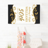 50周年記結婚念のホワイト金ゴールドブラックの栄え 横断幕 (インサイチュ)