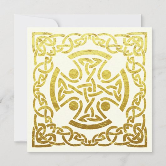 50周年記結婚念フェイク金ゴールドケルト結び目模様 招待状 (裏面)