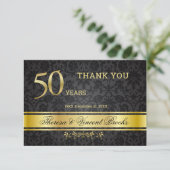 50周年記結婚念ブラック金ゴールドありがとう サンキューカード (スタンド正面)
